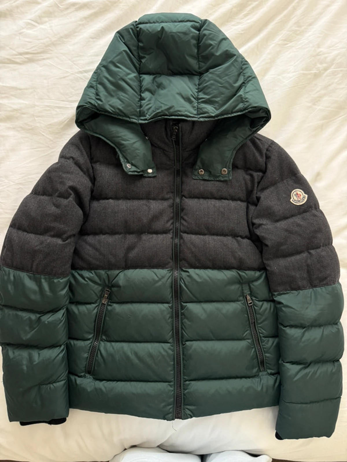 Moncler Charcoal & Deep Green Down Puffer Jacket