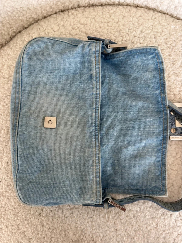 Fendi Denim Baguette Shoulder Bag
