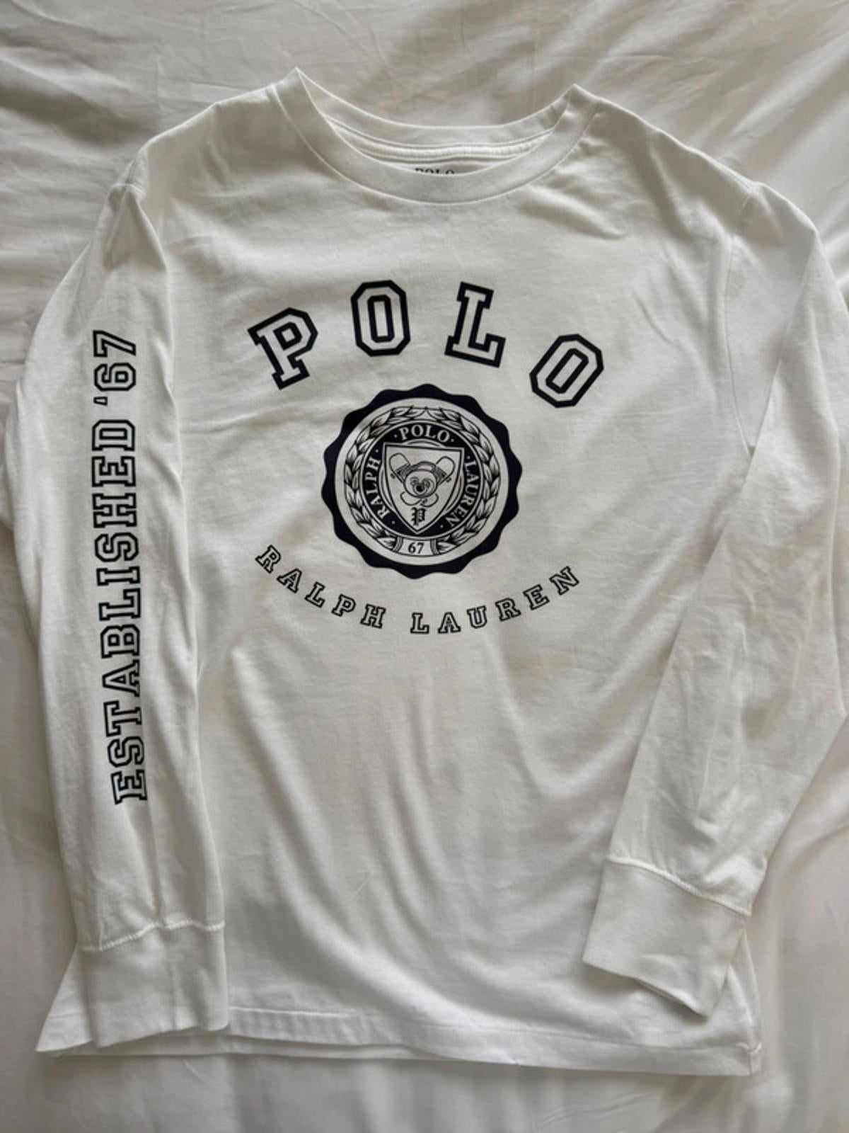 Ralph Lauren White Long Sleeve Logo Tee