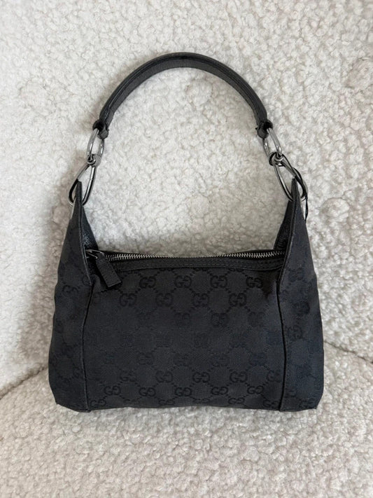 gucci black gg canvas shoulder bag
