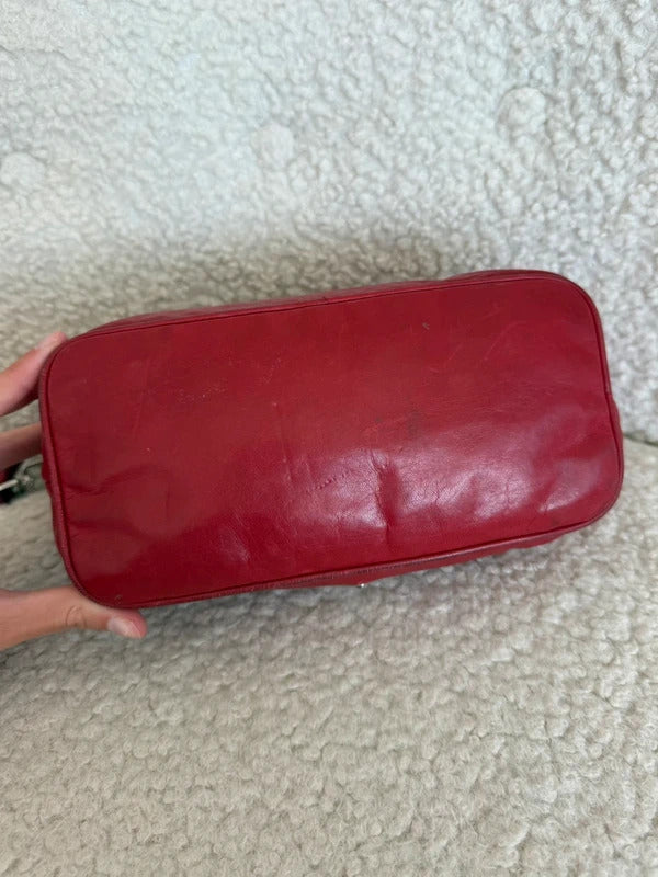 prada red leather shoulder bag