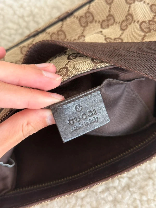 gucci gg canvas shoulder bag beige brown