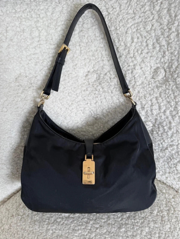 prada black nylon shoulder bag