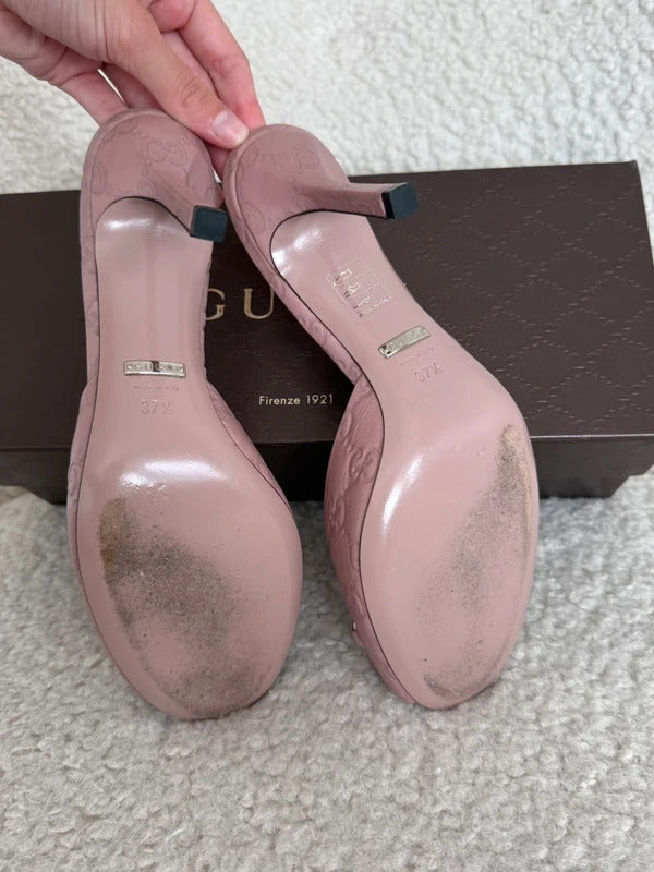 gucci pink guccissima horsebit leather mule heels