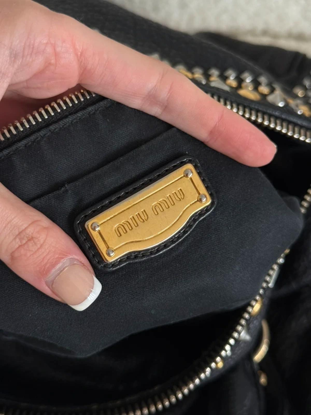 Miu Miu Vitello Lux Studded Bow Bag