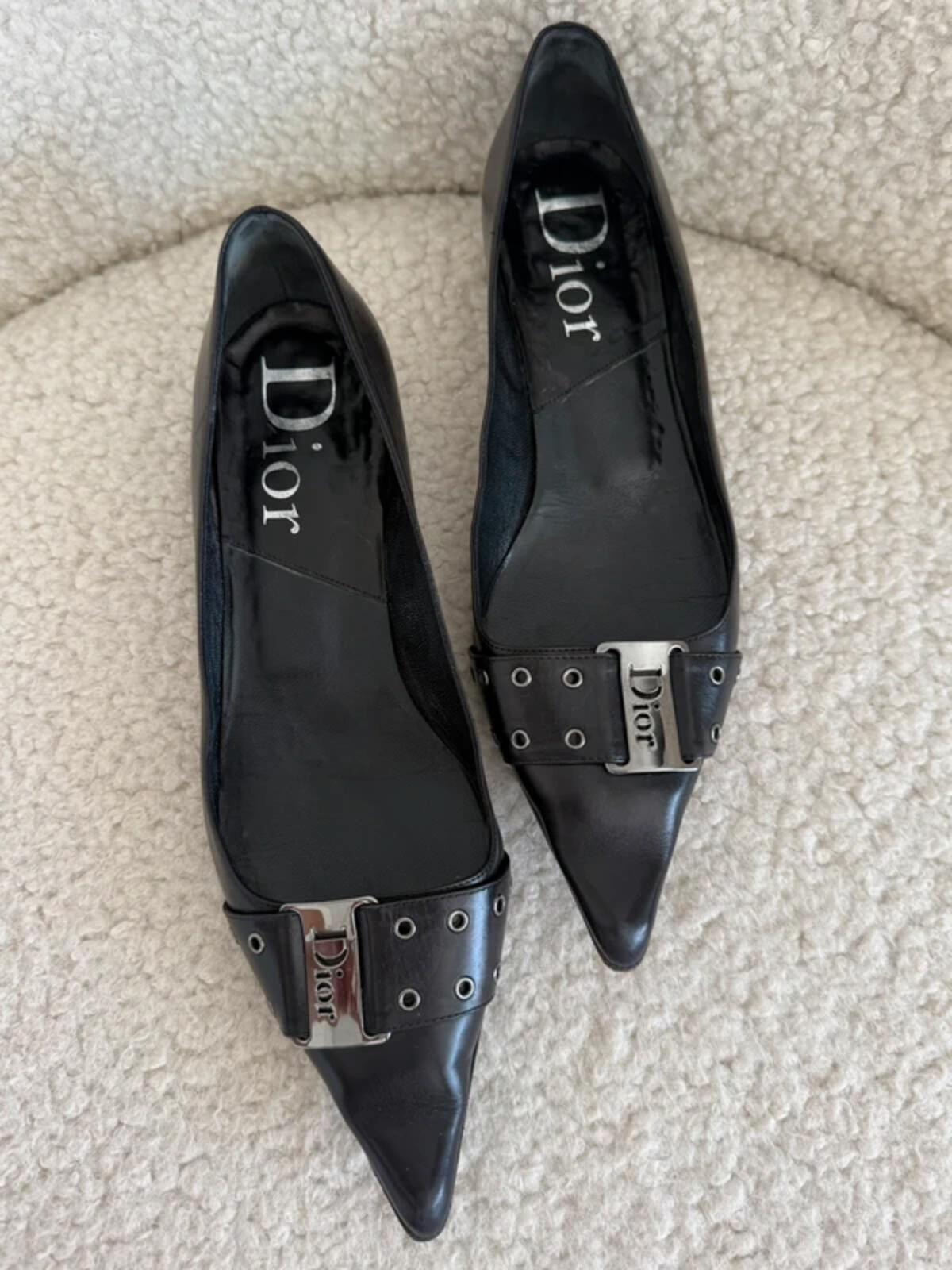 Dior pointed toe buckle flats