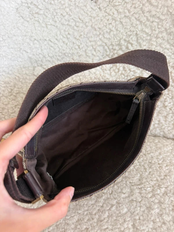 gucci gg canvas shoulder bag beige brown