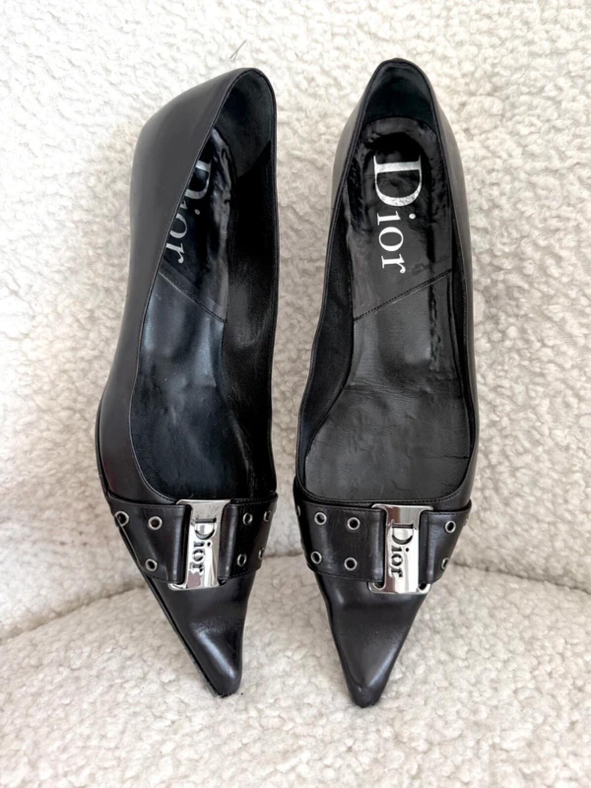 Dior pointed toe buckle flats