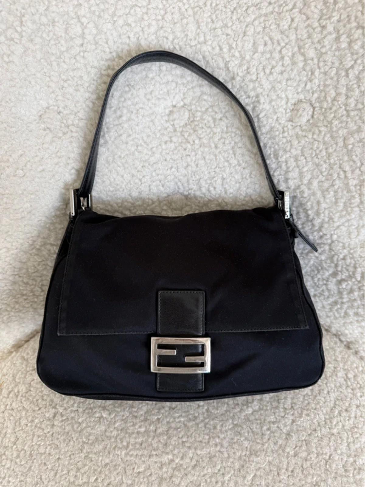 Fendi Large Mama Baguette Shoulder Bag Black Nylon
