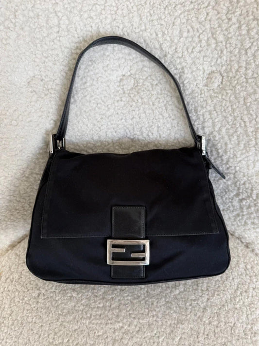 Fendi Large Mama Baguette Shoulder Bag Black Nylon