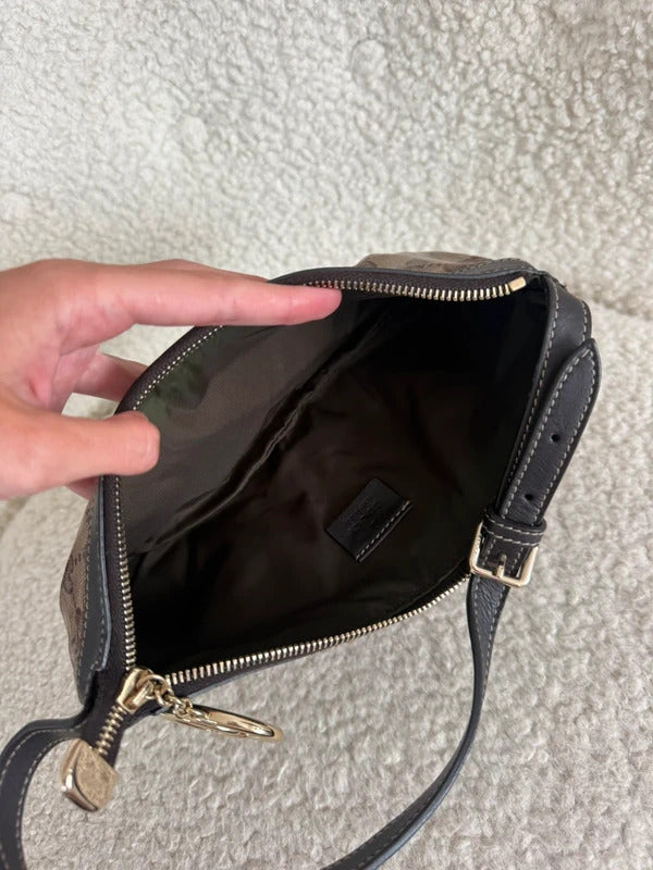 gucci gg crystal canvas mini shoulder bag brown