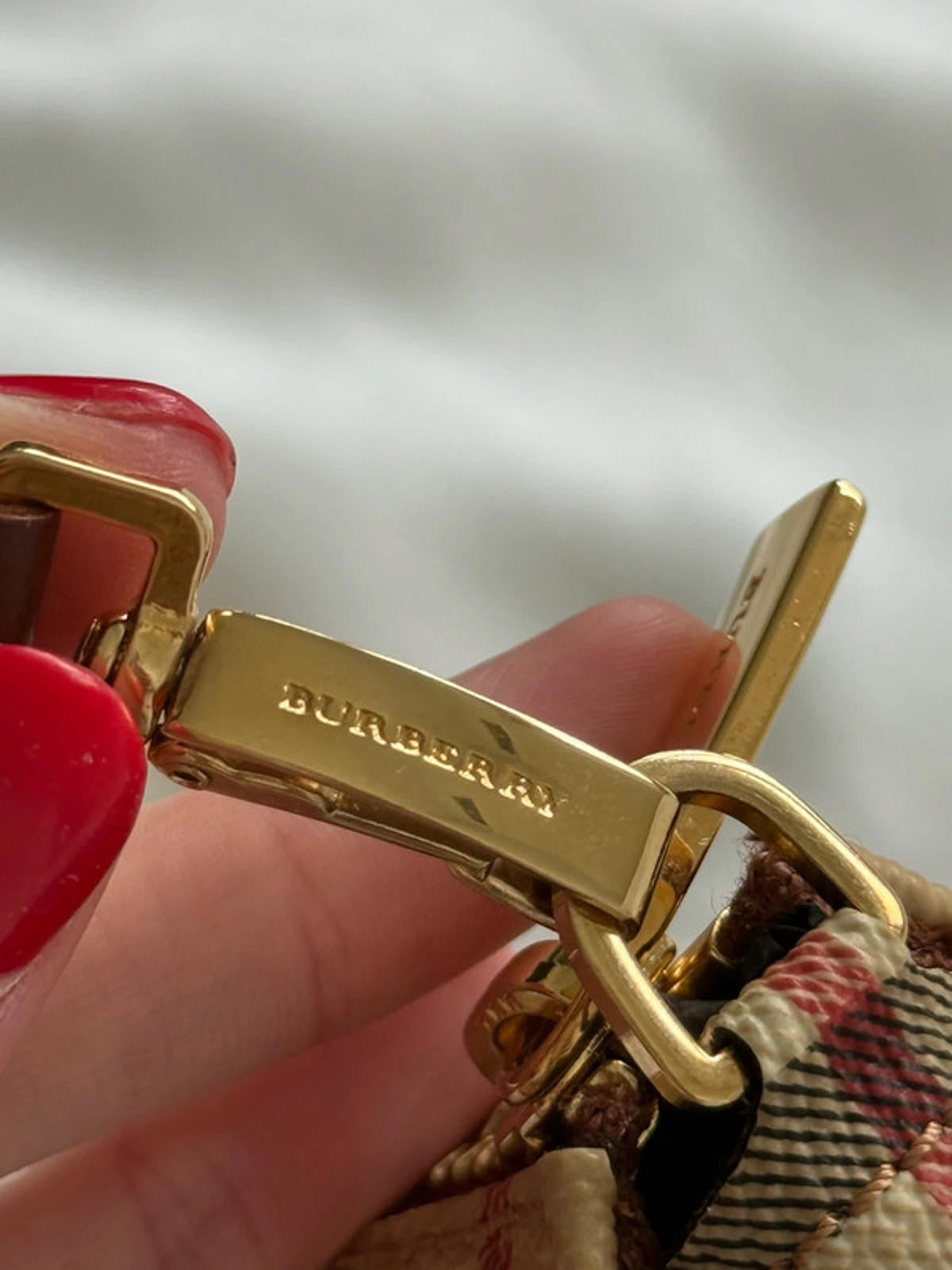 Burberry London Nova Check Shadow Horse Mini Baguette Shoulder Bag