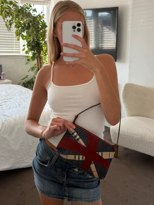 Burberry Union Jack Denim Pochette Shoulder Bag