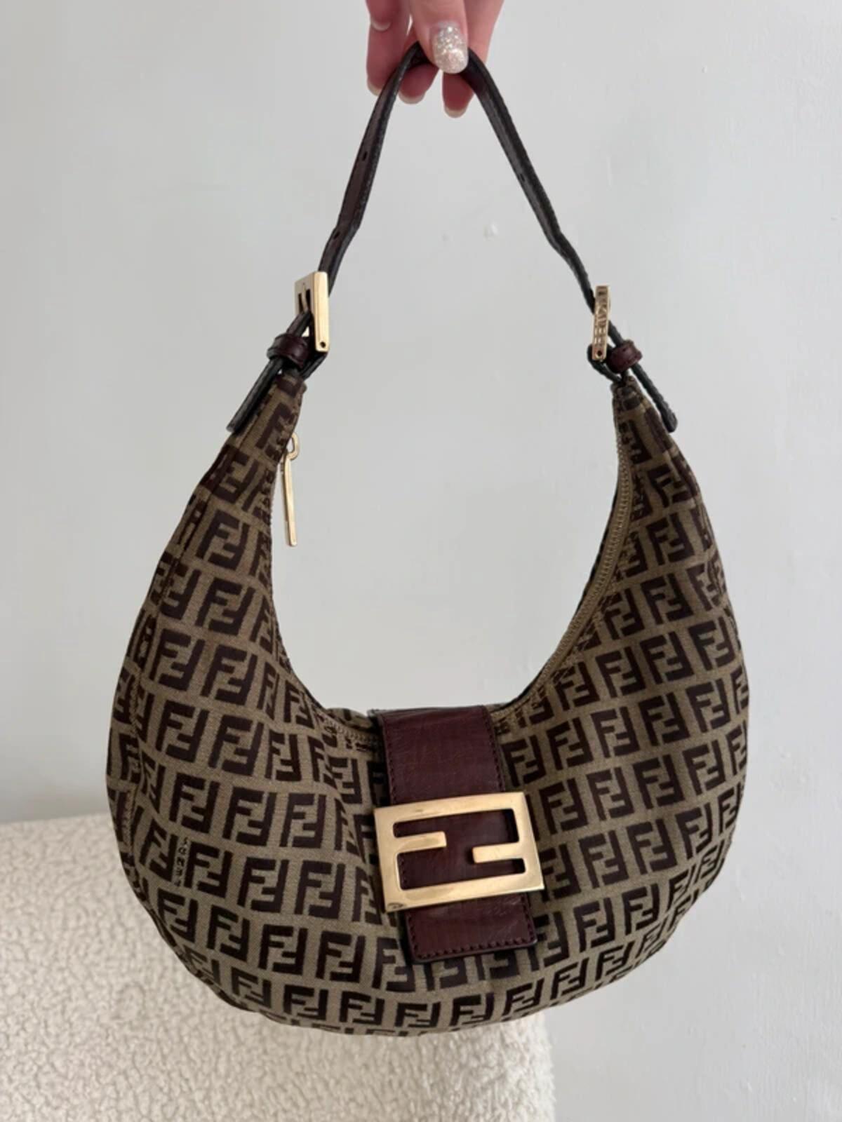 fendi zucchino croissant hobo shoulder bag