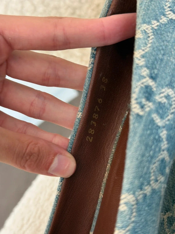 gucci charlotte denim horsebit wedge espadrilles