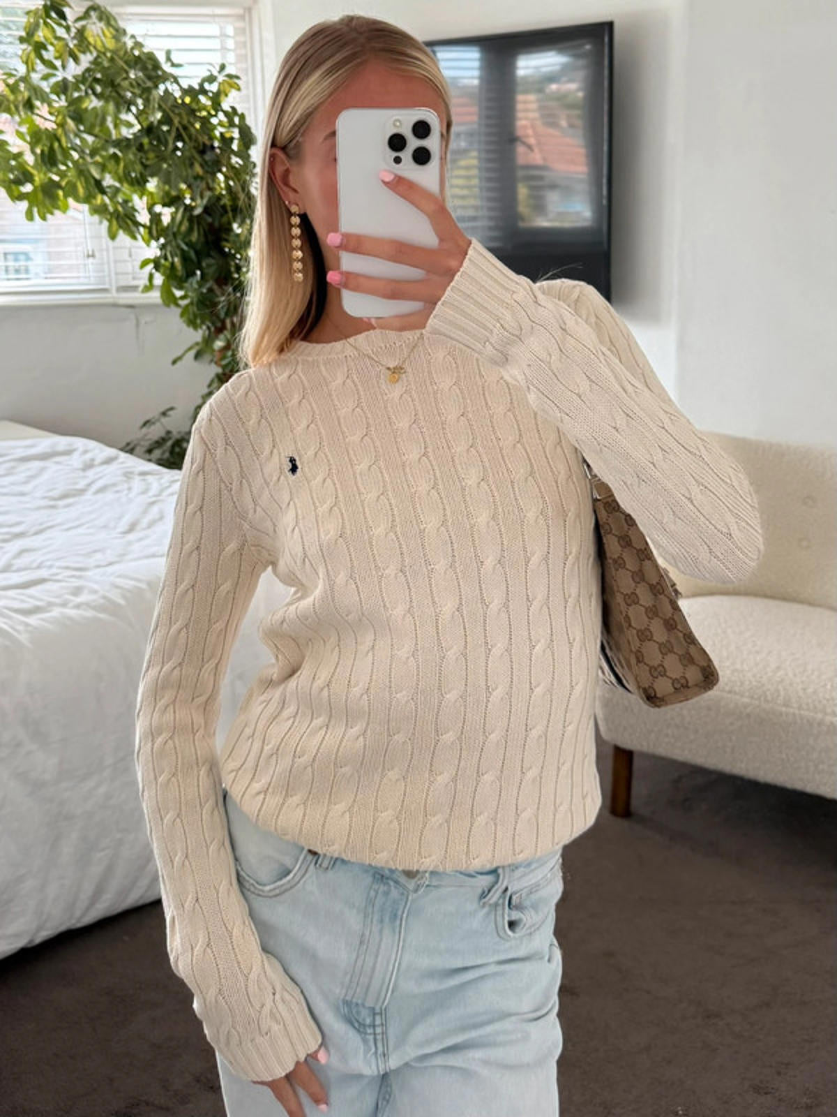 Ralph Lauren Cream Cable Knit Jumper