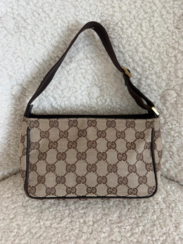 gucci gg canvas shoulder bag beige brown