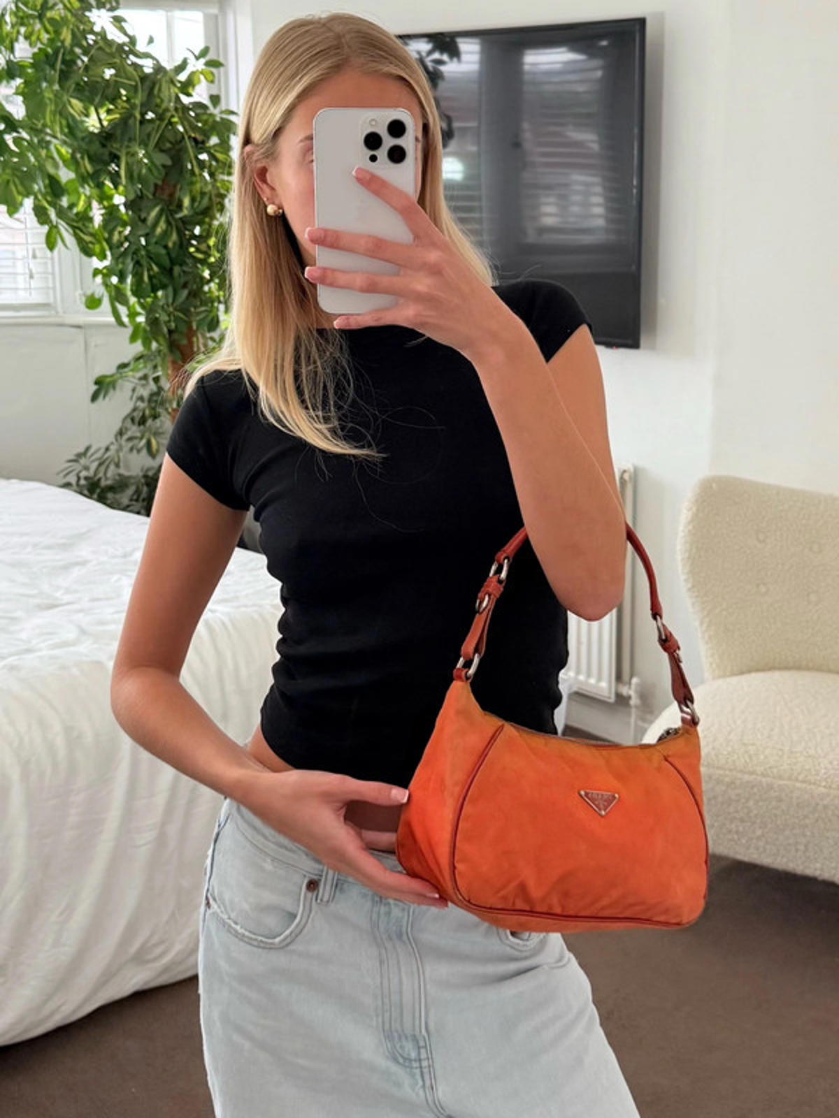 Prada Tessuto Nylon Shoulder Bag – Orange