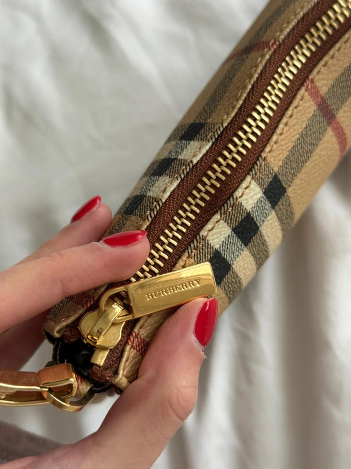 Burberry London Nova Check Shadow Horse Mini Baguette Shoulder Bag