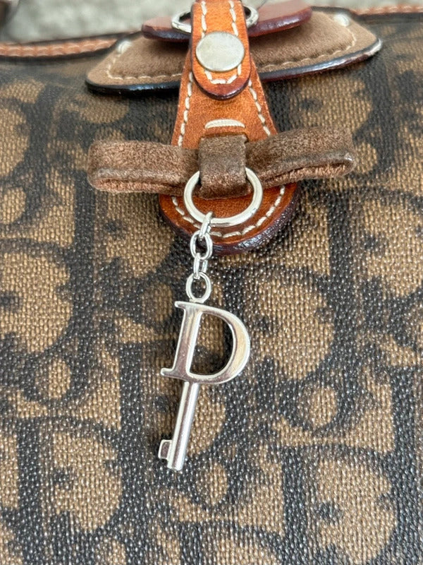 Large christian dior trotter monogram boston shoulder bag