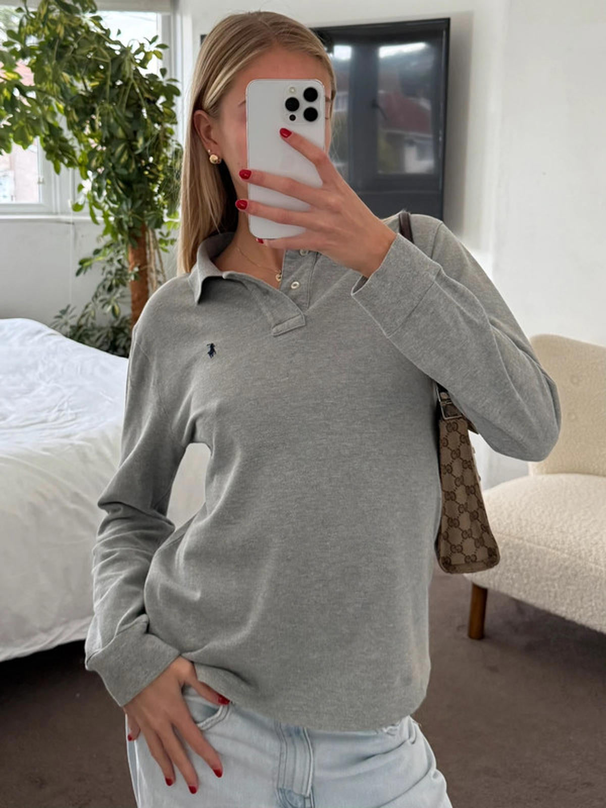 Ralph Lauren Grey Long Sleeve Polo