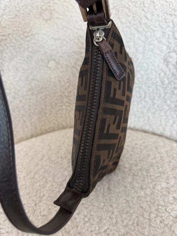 Fendi Zucchino Canvas Pochette Shoulder Bag