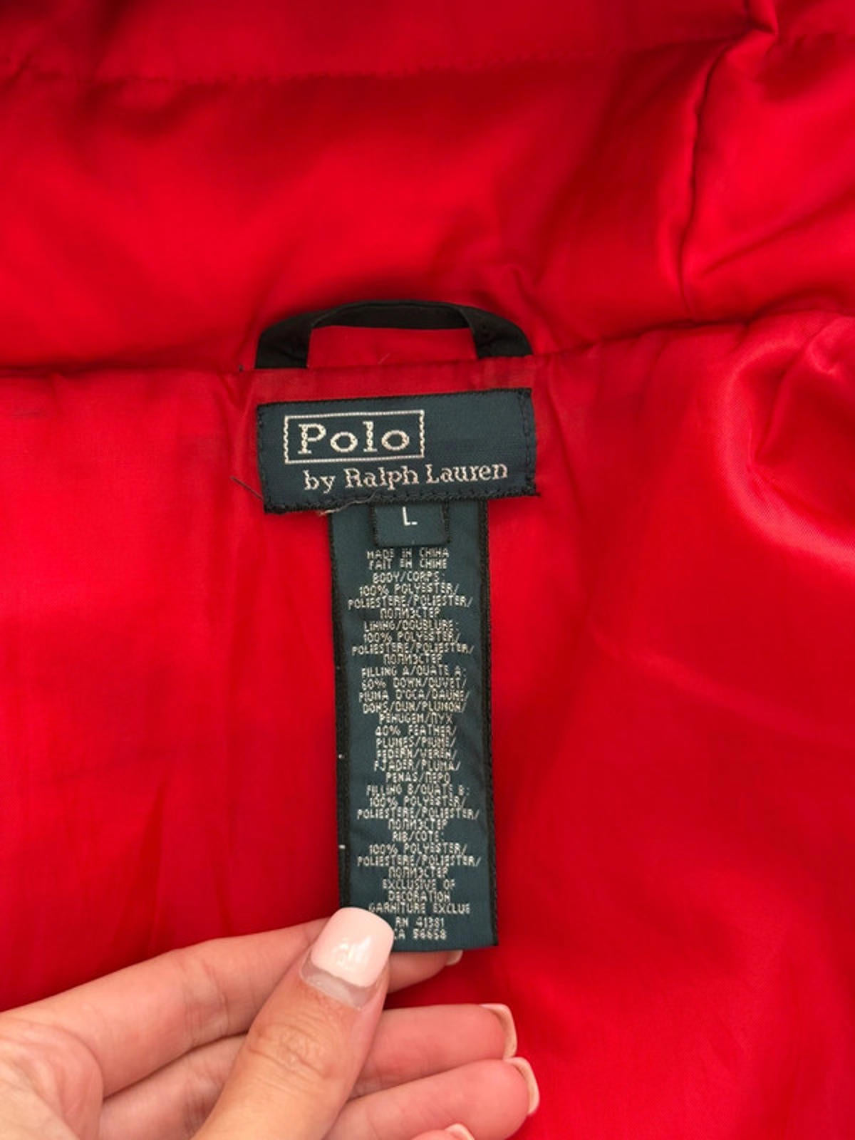 Black Ralph Lauren Puffer Jacket with White Big Pony Logo