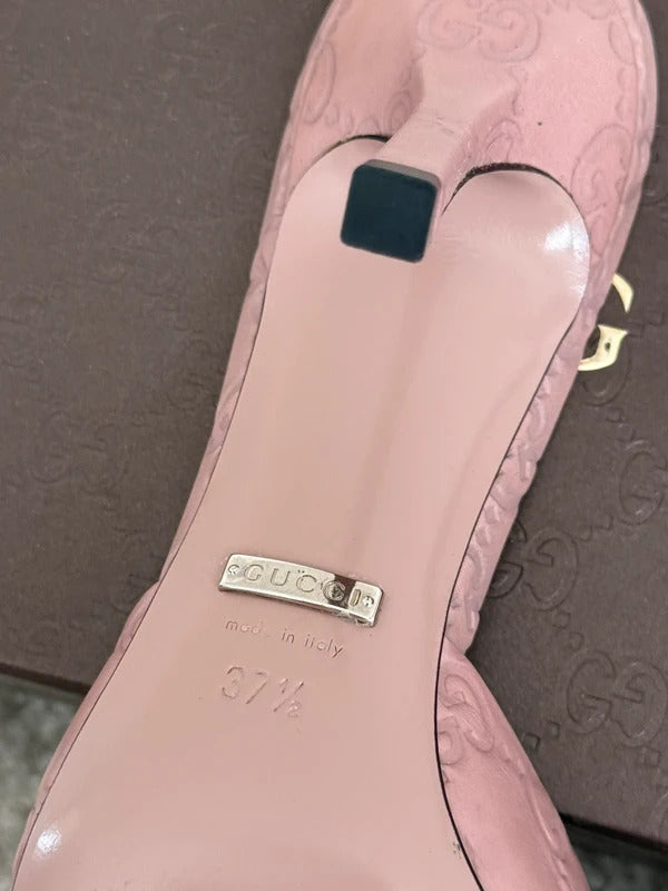 gucci pink guccissima horsebit leather mule heels