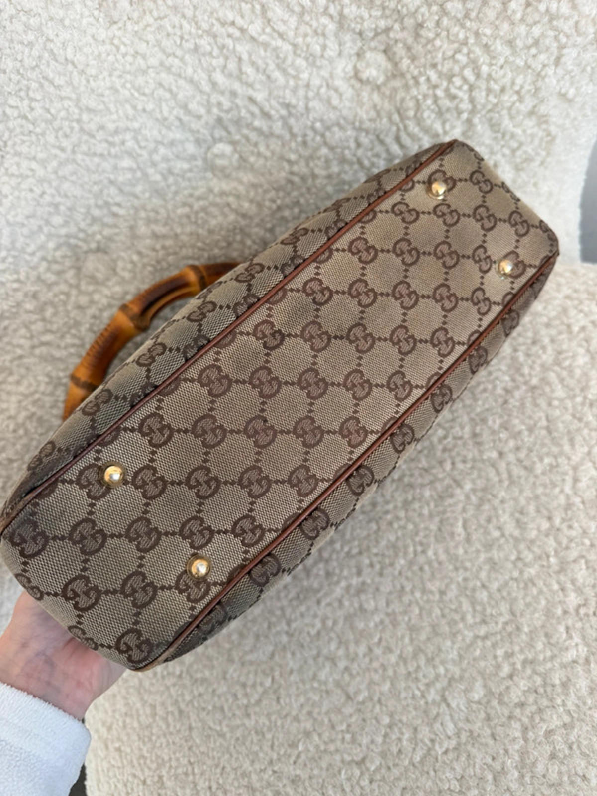 Gucci GG canvas bamboo handle shoulder bag
