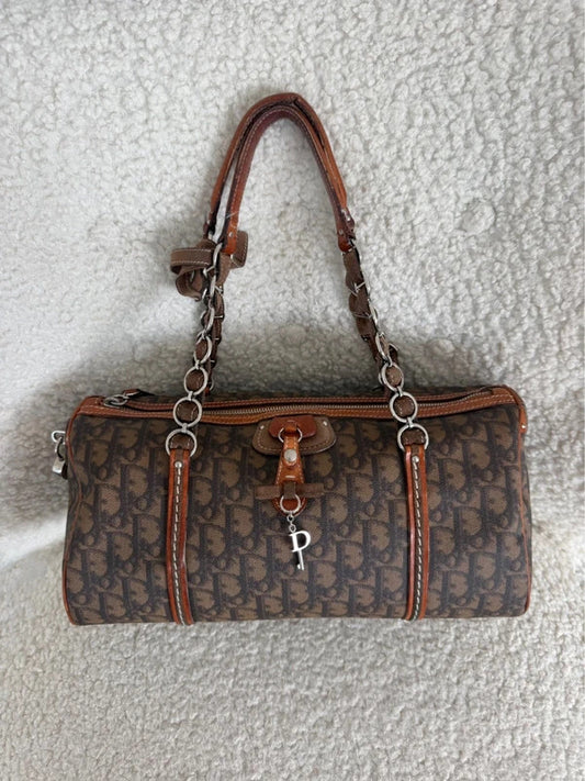 Large christian dior trotter monogram boston shoulder bag
