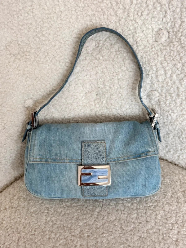 Fendi Denim Baguette Shoulder Bag
