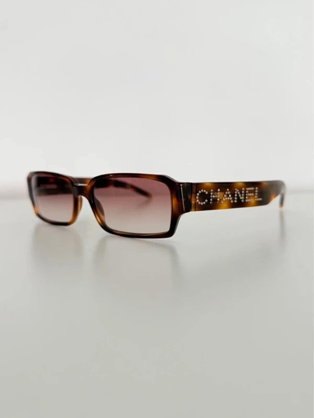 Chanel crystal rectangular sunglasses