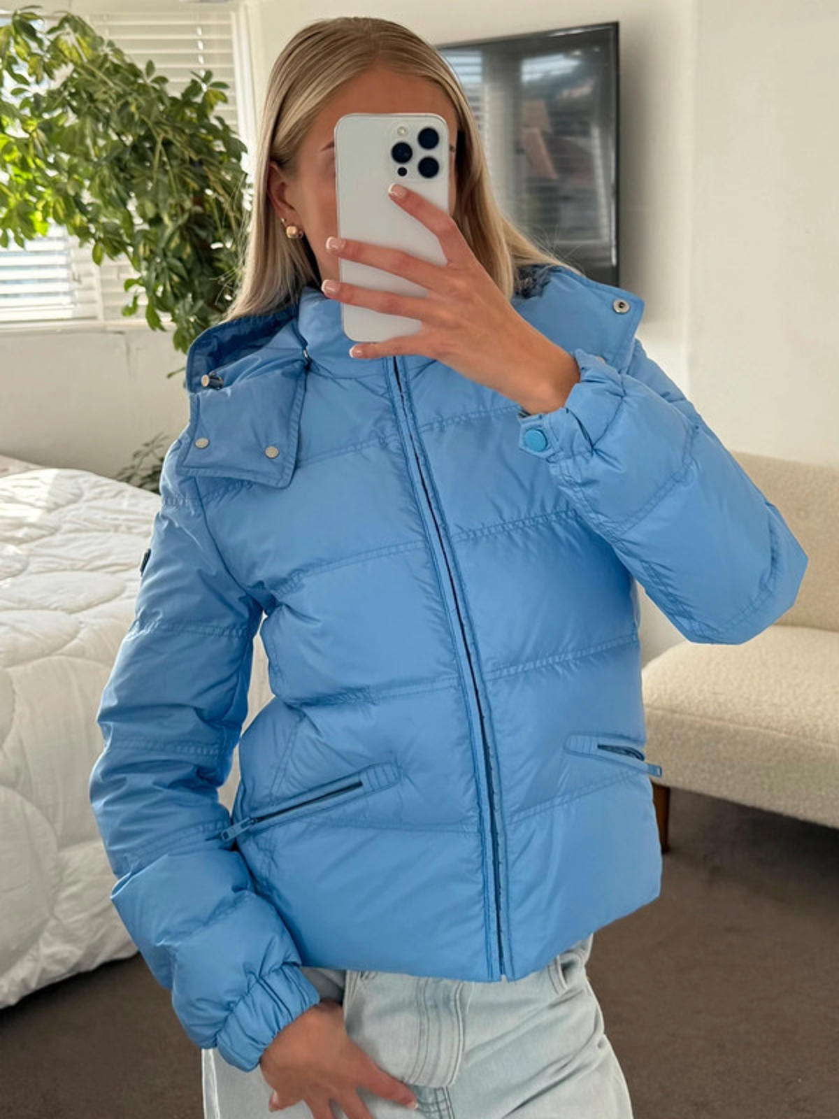 Prada Light Blue Down Puffer Jacket