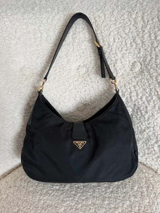 prada black nylon shoulder bag