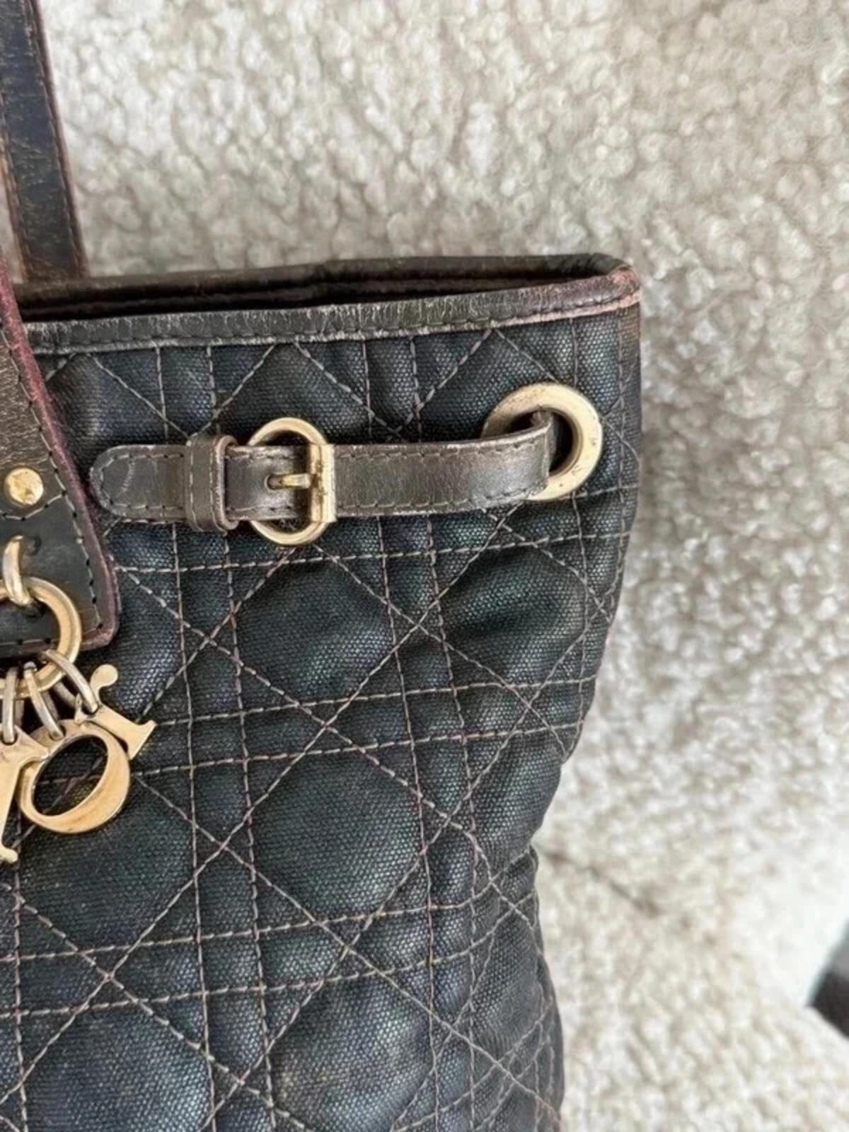 Christian Dior Panarea tote bag in dark denim grey cannage canvas