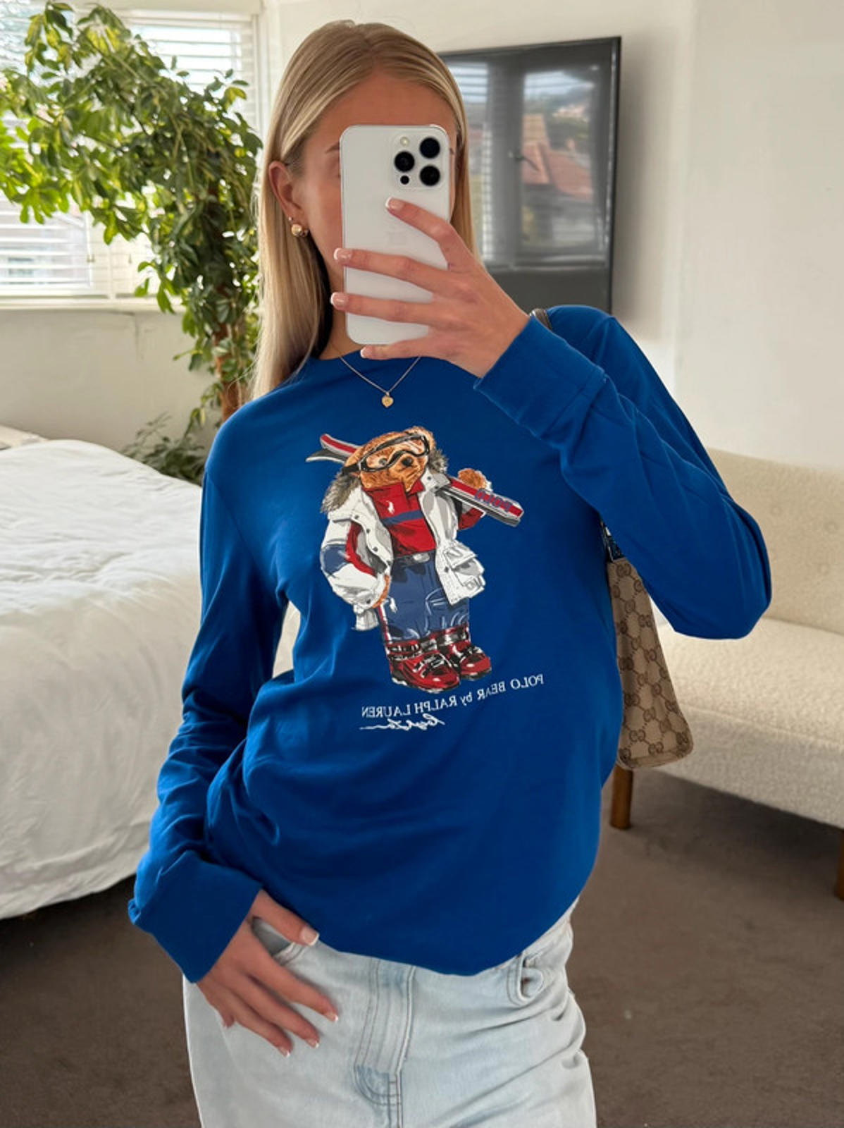 Ralph Lauren long sleeve top skiing polo bear