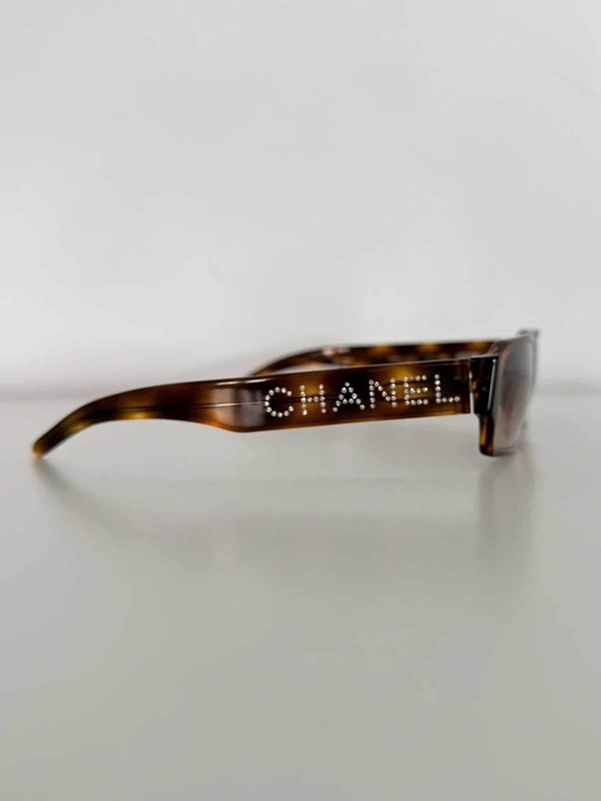 Chanel crystal rectangular sunglasses