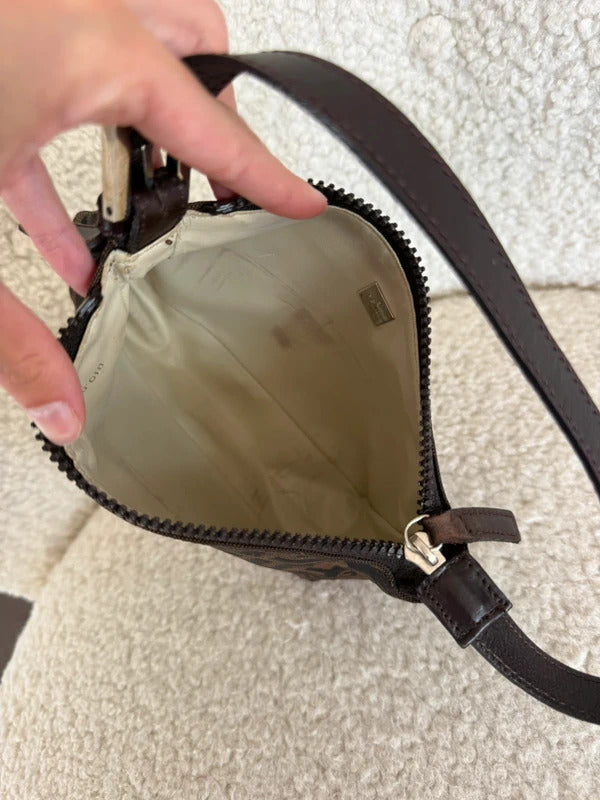 Fendi Zucchino Canvas Pochette Shoulder Bag