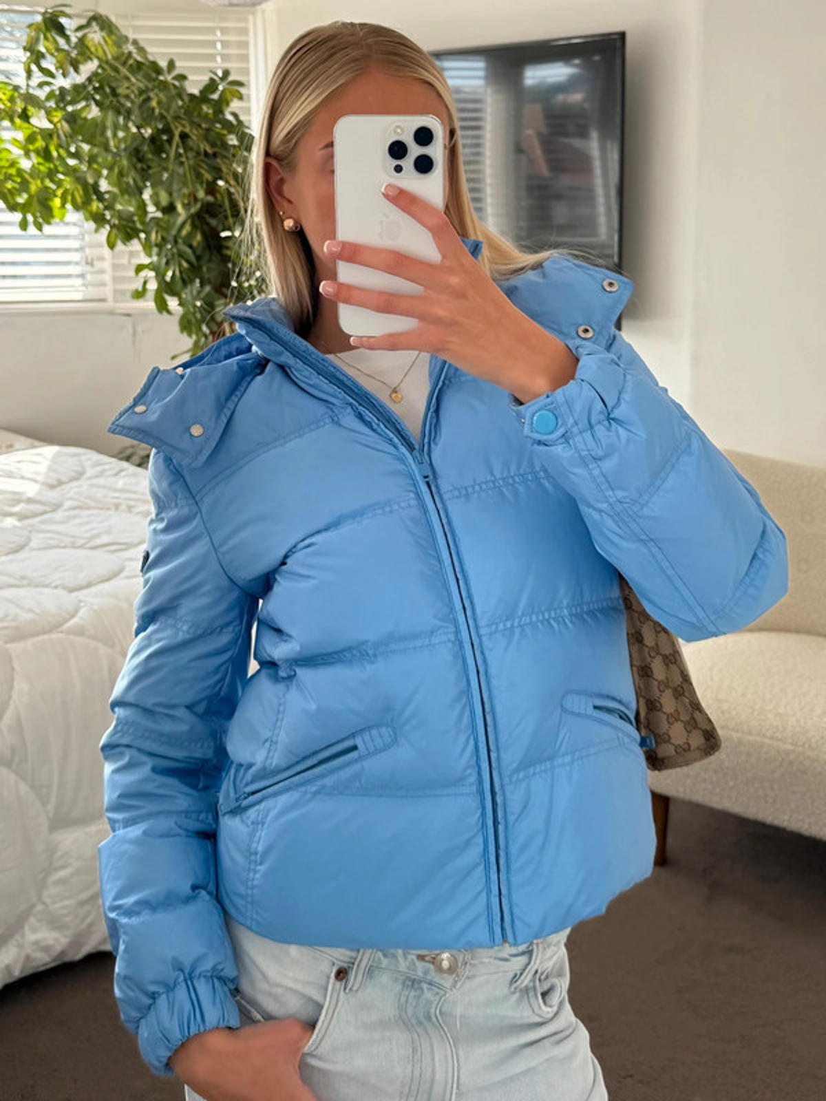 Prada Light Blue Down Puffer Jacket