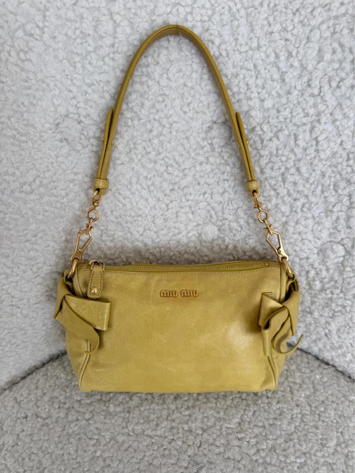 Miu Miu Bow Shoulder Bag Yellow Leather