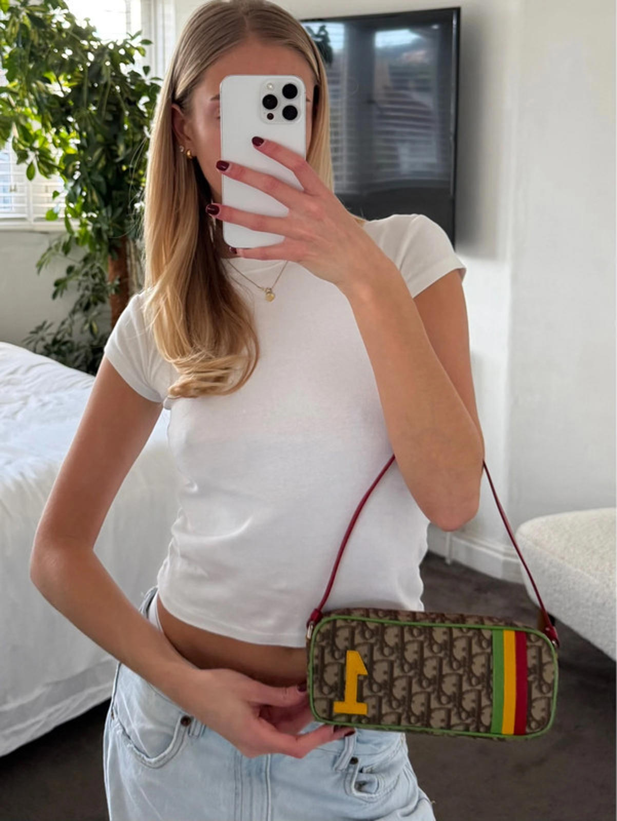 Christian Dior Rasta-Colour Trotter Monogram Mini Pochette Bag