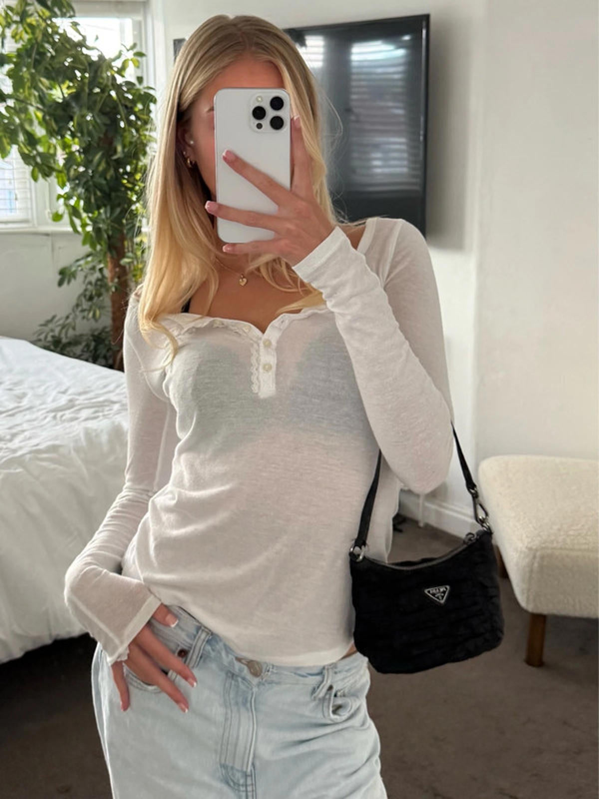 Prada Tessuto Ruched Nylon Mini Shoulder Bag