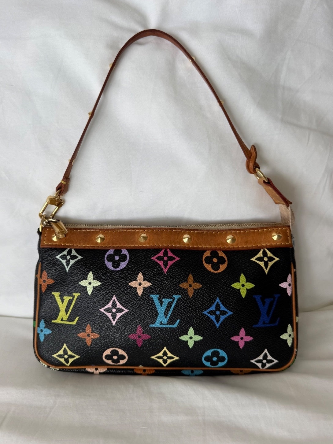Louis Vuitton x Takashi Murakami Black Monogram Multicolore Pochette Bag