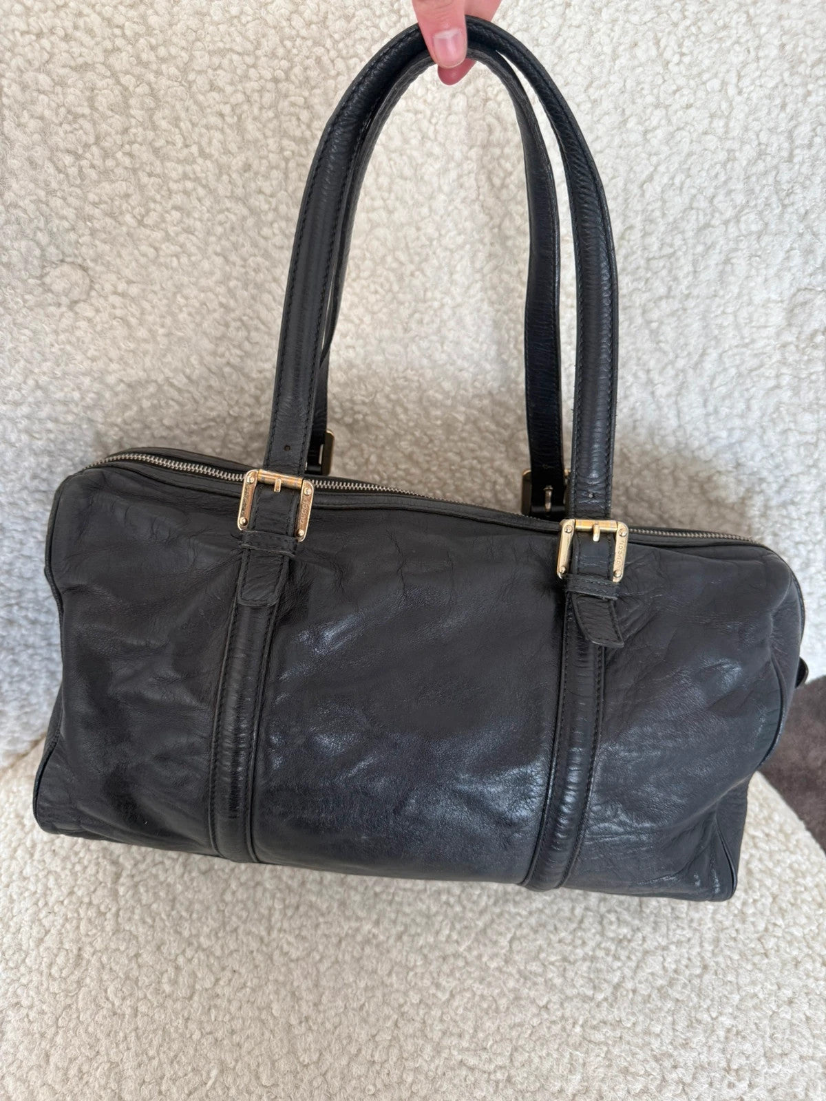 Gucci Black Leather Soho Boston Bag