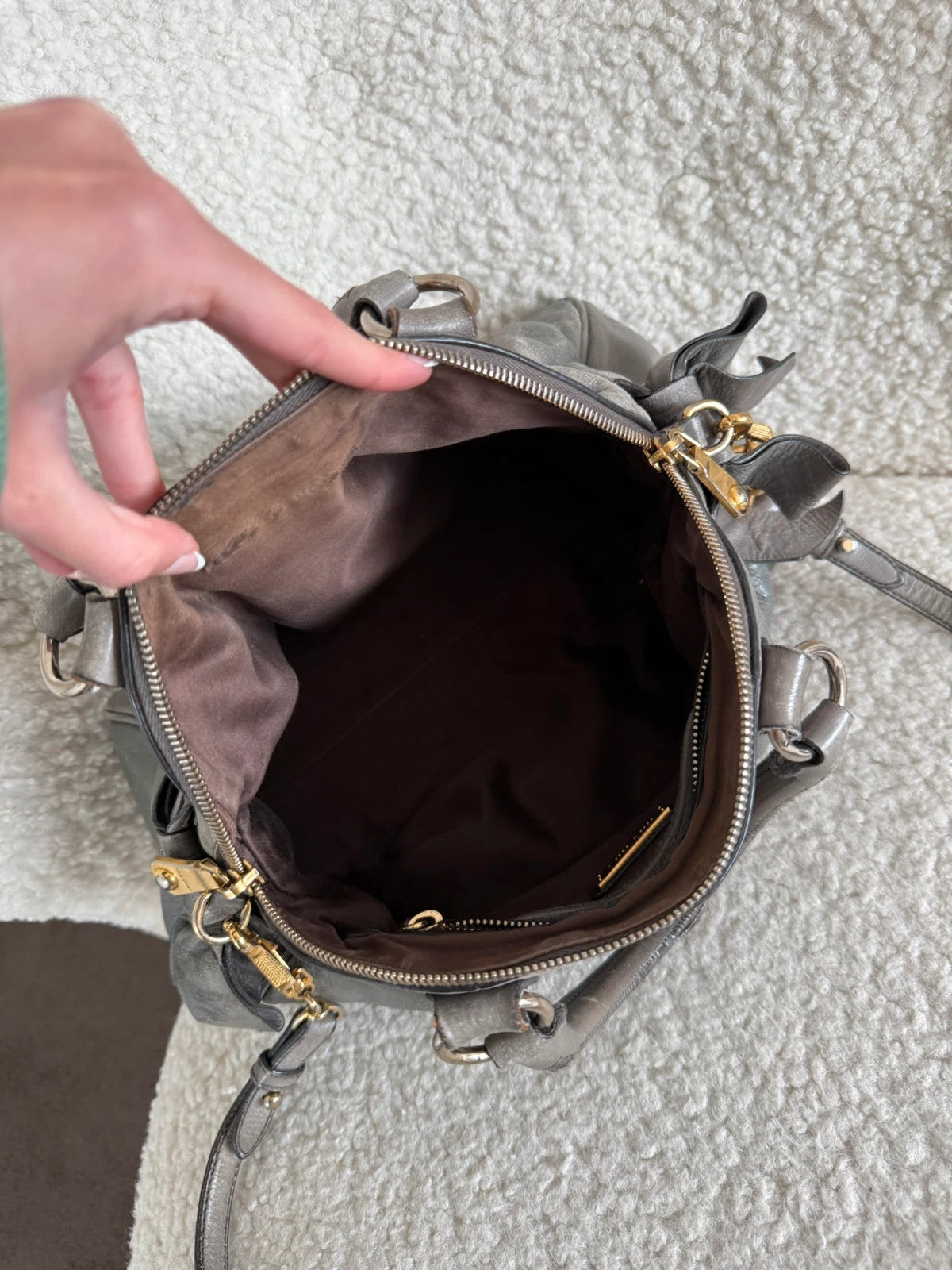 Miu Miu Vitello Lux Bow Mini