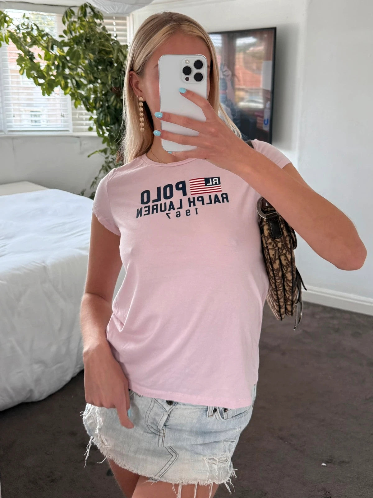Pink American flag T-shirt