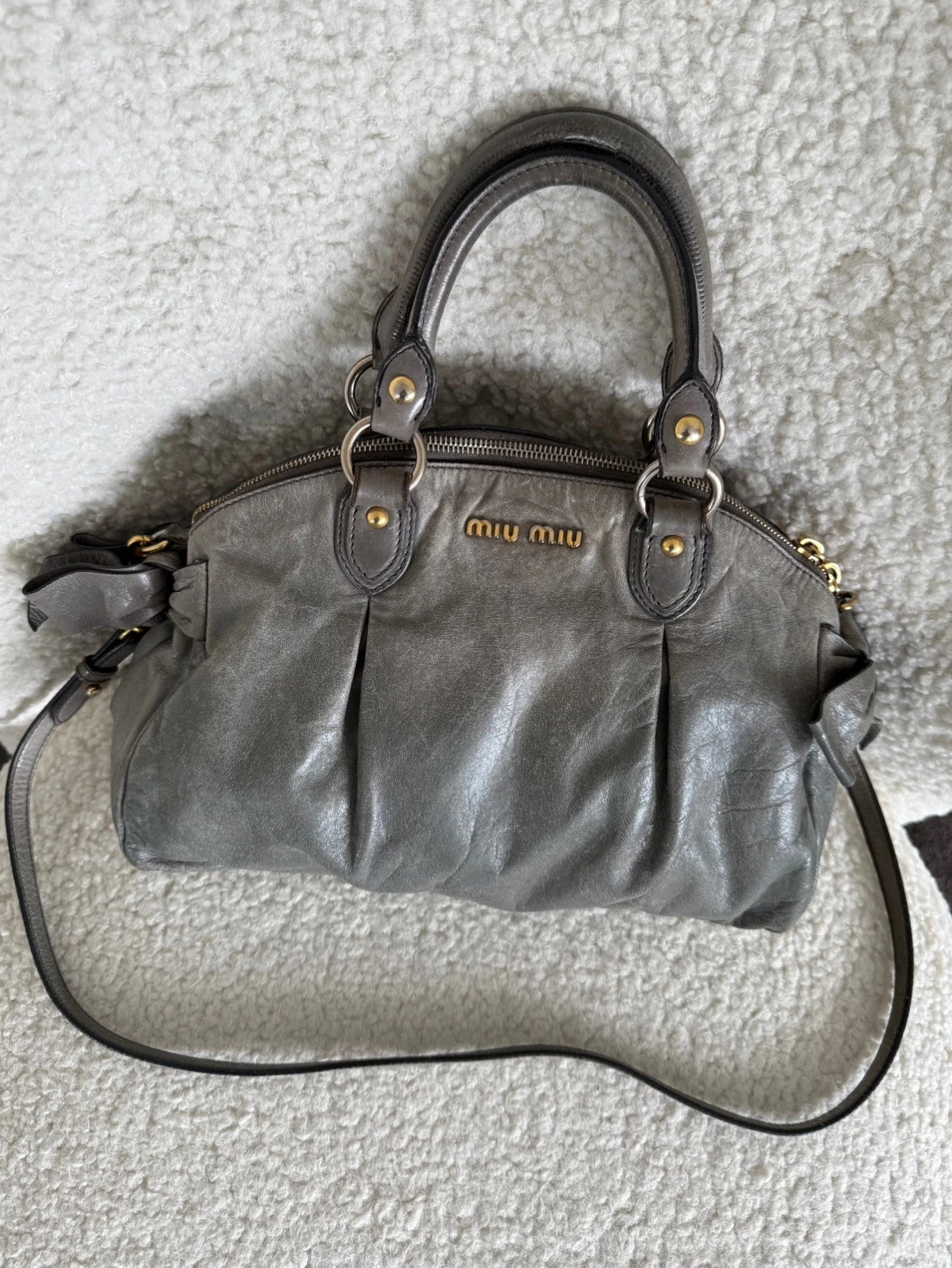 Miu Miu Vitello Lux Bow Mini