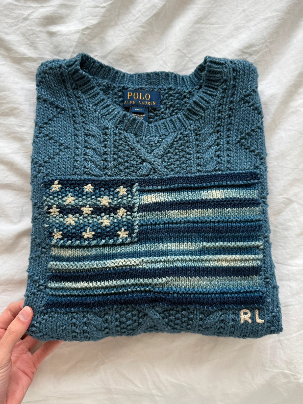 Ralph Lauren mixed blue knitted American flag