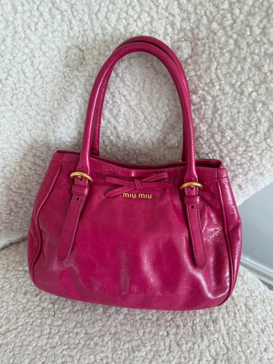 Miu Miu Mini Vitello Shine 2‑Way Bow Bag