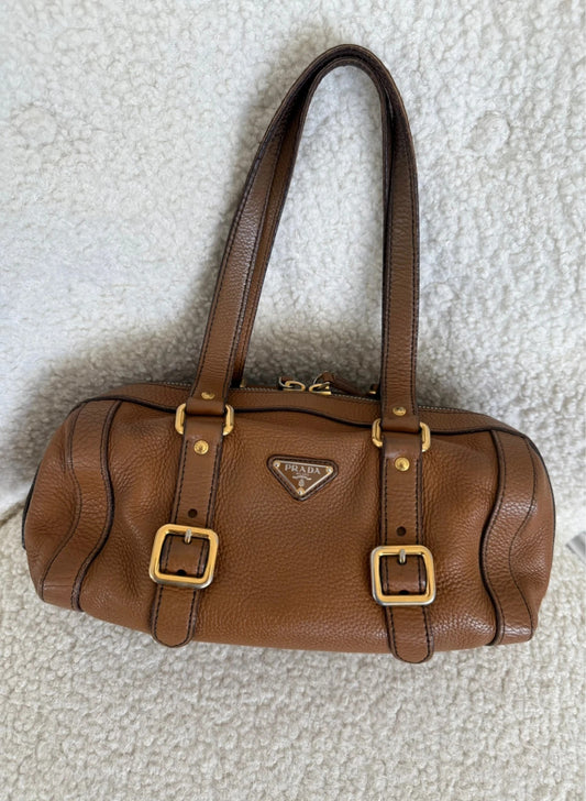 Prada Brown bowling Vitello Daino Leather